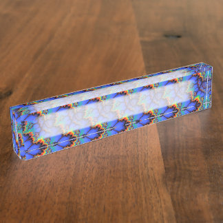 Electric Rainbow Waves Fractal Art Pattern Nameplate