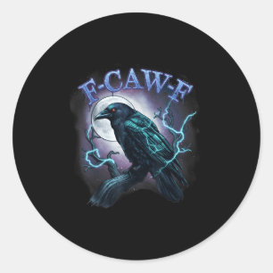 Electric Raven F-caw-f Halloween Moon  Classic Round Sticker