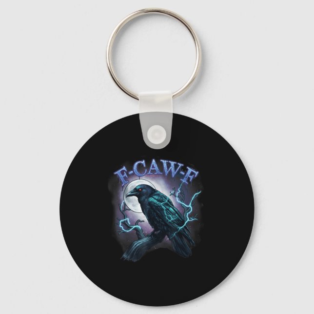 Electric Raven F-caw-f Halloween Moon  Key Ring (Front)