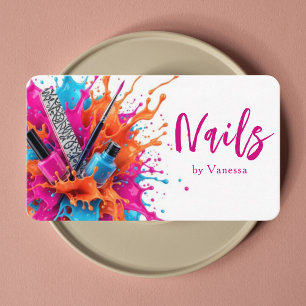 Electric Rebel Multi-Color Splash Nail Salon Business Card