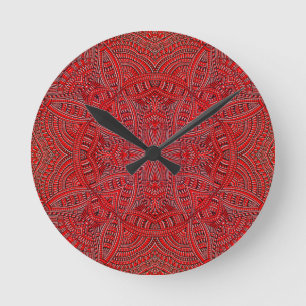 Electric Red abstract funky cute design Round Clock