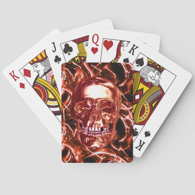 Electric Red Chrome Skull Playing Cards (Back)