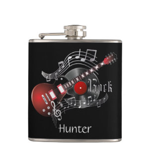 Electric Red Rock Guitar - Black Hip Flask