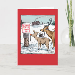 Electric Reindeer Parking Christmas Card