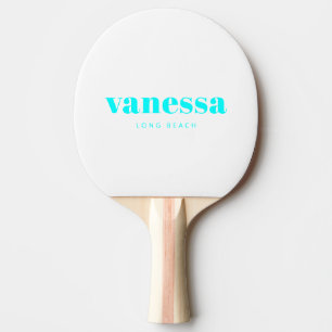 Electric Retro Cyan Ful Minimal Modern ClassicName Ping Pong Paddle