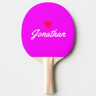 Electric Retro Pink Vintage Heart Signature Ping Pong Paddle