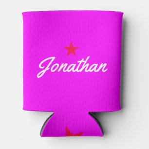 Electric Retro Pink Vintage Star Signature Can Cooler