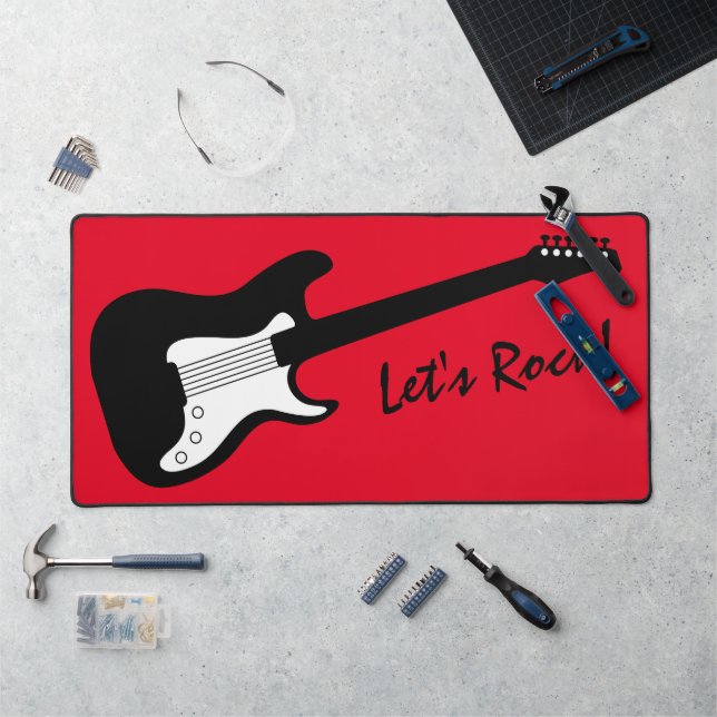 Electric rock guitar desk mat for guitarist (Workstation)