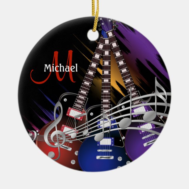 Electric Rock Guitar🎸  Music Design Ceramic Tree Decoration (Front)