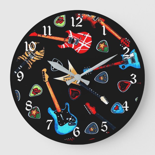 Electric Rock Guitars Large Clock (Front)