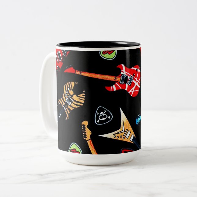 Electric Rock Guitars Two-Tone Coffee Mug (Front Left)
