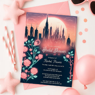Electric Roses Futuristic  Neon Bridal Shower  Invitation