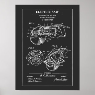 Electric Saw Blueprint Poster