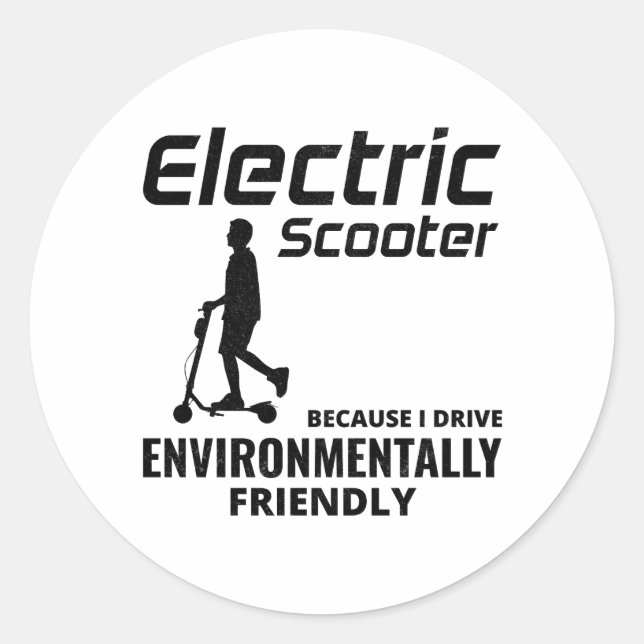 Electric Scooter Driver Motorised E-Scooter Classic Round Sticker (Front)