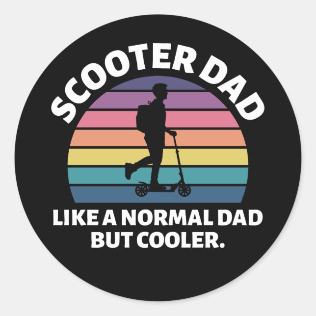Electric Scooter Driver Motorised E-Scooter Dad Classic Round Sticker (Front)