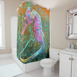 Electric Seahorse Shower Curtain