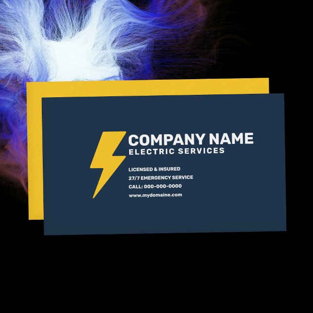 Electric Services - Blue & Yellow Business Card (Electric Services - Blue & Yellow Business Card)