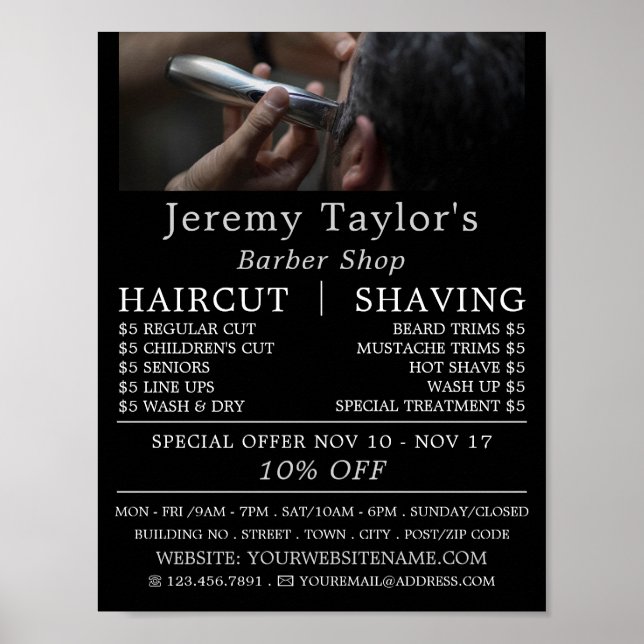 Electric Shave, Men's Barbers Advertising Poster (Front)
