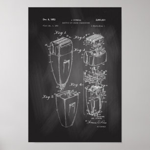 Electric Shaver Patent Poster Barber Shop Decor
