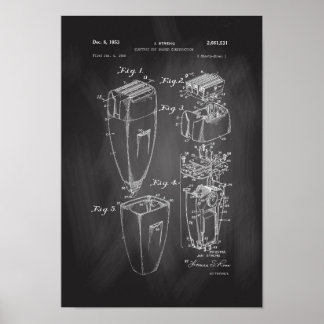 Electric Shaver Patent Poster Barber Shop Decor