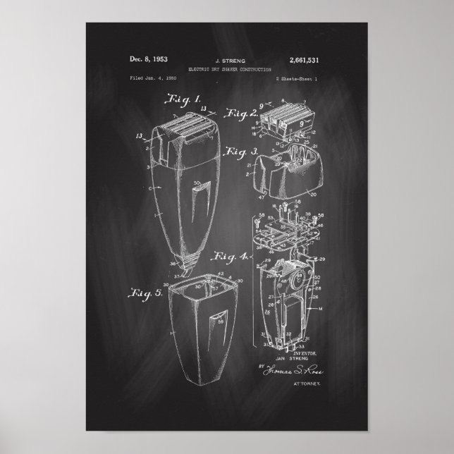Electric Shaver Patent Poster Barber Shop Decor (Front)