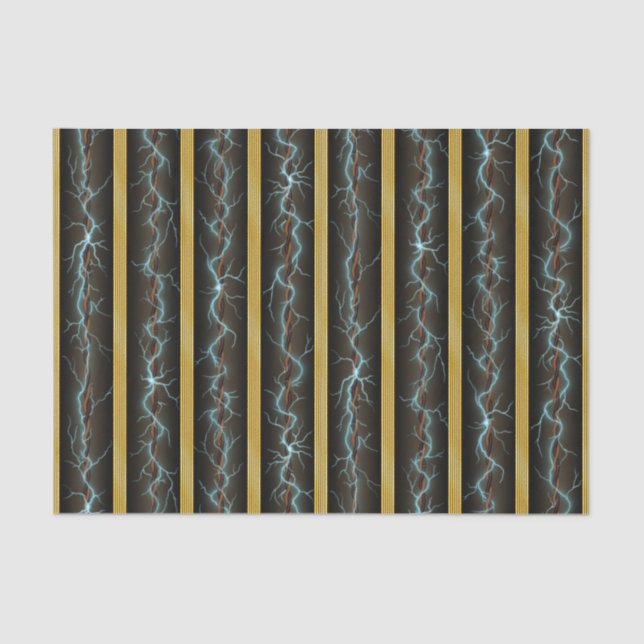 Electric Shock Industrial Fantasy Brass Stripes Tissue Paper (Front)