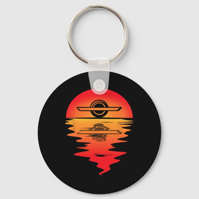 Electric Skateboard Vintage Sunset Onewheel Float  Key Ring (Front)