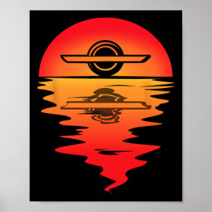 Electric Skateboard Vintage Sunset Onewheel Float Poster