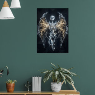 Electric Skeleton Angel Wings Dark Fantasy Fine Ar Poster