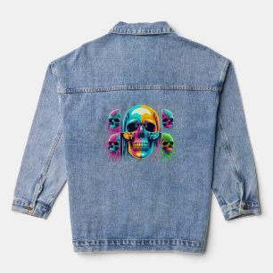 Electric Skulls: A Bold and Surreal Halloween Vibe Denim Jacket