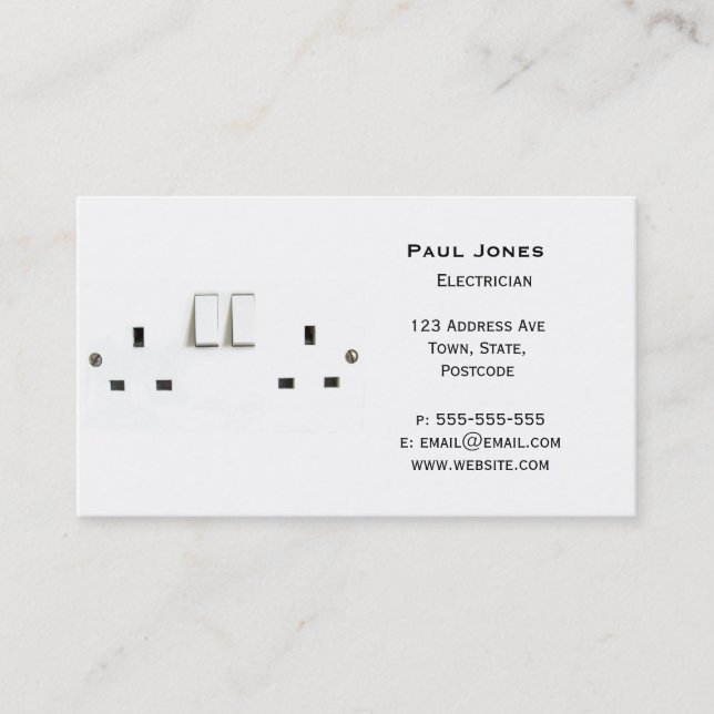 Electric socket from the UK Business Card (Front)