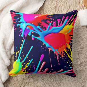 Electric Splashes of Vivid Colours Cushion