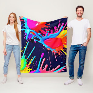 Electric Splashes of Vivid Colours Fleece Blanket