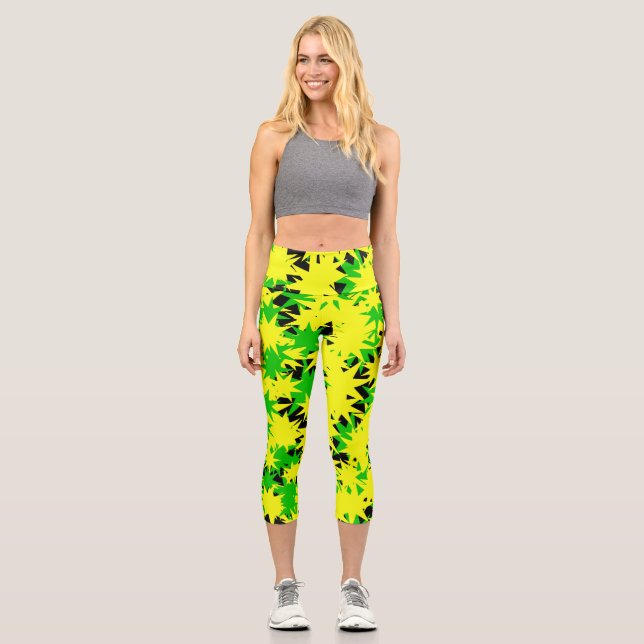 Electric Starburst  Capri Leggings (Front)