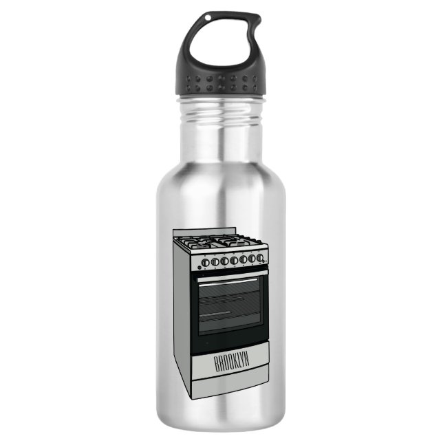 Electric stove cartoon illustration 532 ml water bottle (Front)