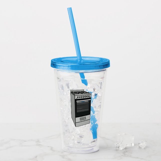 Electric stove cartoon illustration acrylic tumbler (Front Ice)