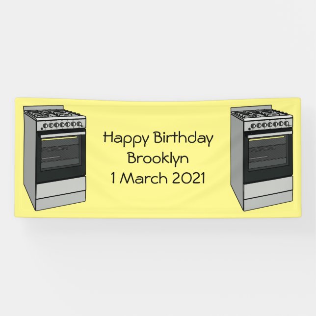 Electric stove cartoon illustration banner (Horizontal)