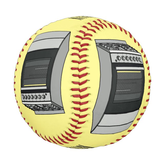 Electric stove cartoon illustration baseball (Angled)