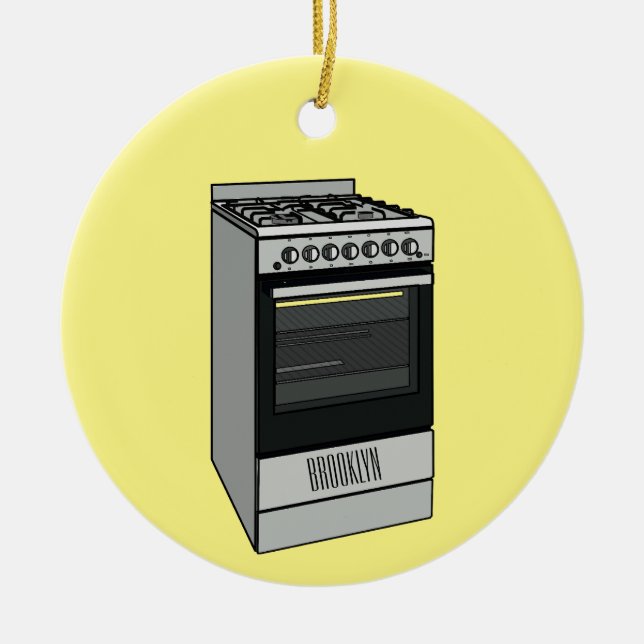 Electric stove cartoon illustration ceramic tree decoration (Front)