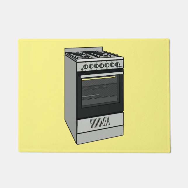 Electric stove cartoon illustration doormat (Front)