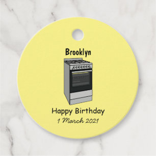 Electric stove cartoon illustration favour tags