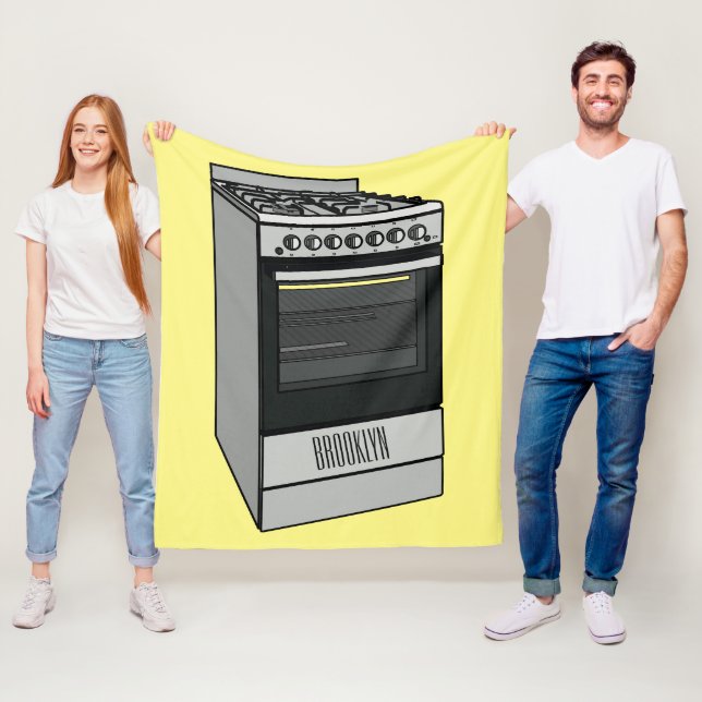 Electric stove cartoon illustration fleece blanket (In Situ)