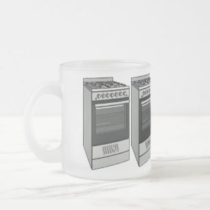 Electric stove cartoon illustration frosted glass coffee mug
