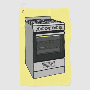 Electric stove cartoon illustration golf towel