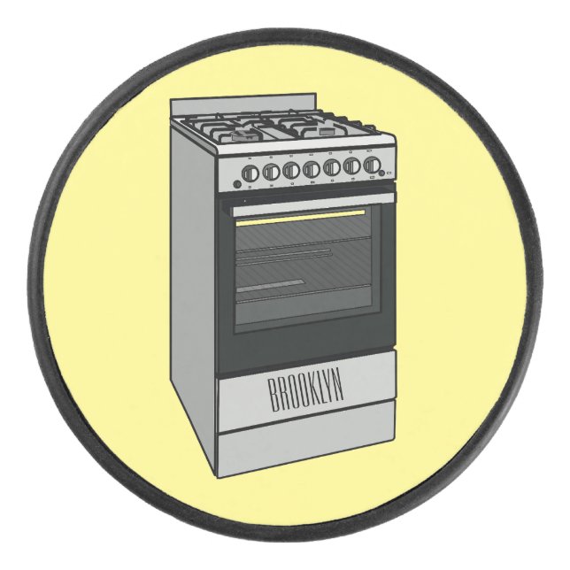 Electric stove cartoon illustration hockey puck (Front)