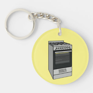 Electric stove cartoon illustration key ring