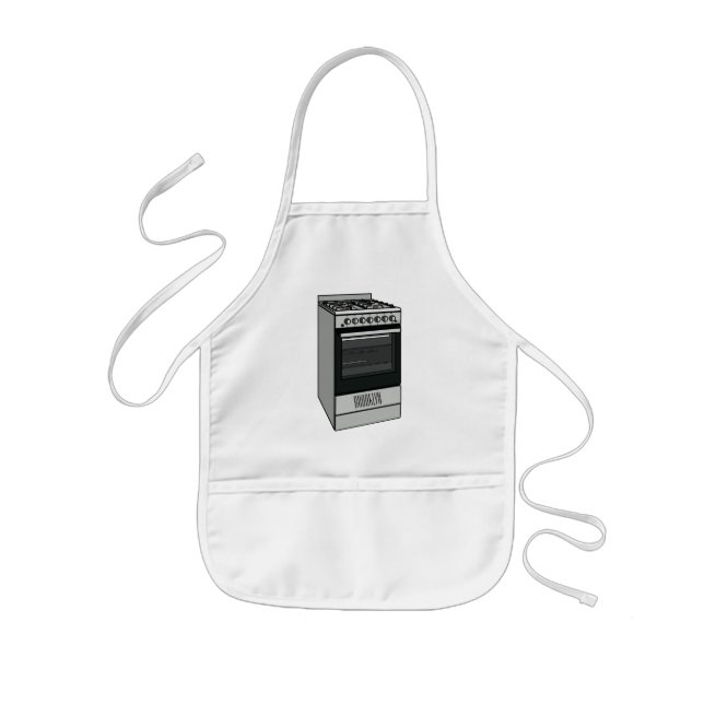 Electric stove cartoon illustration kids apron (Front)