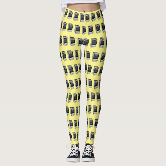 Electric stove cartoon illustration leggings (Front)