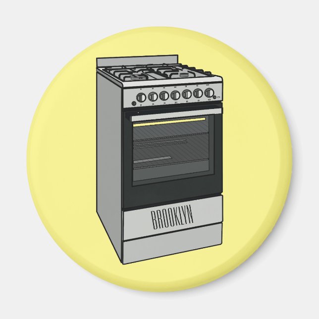 Electric stove cartoon illustration magnet (Front)