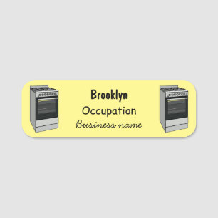 Electric stove cartoon illustration name tag
